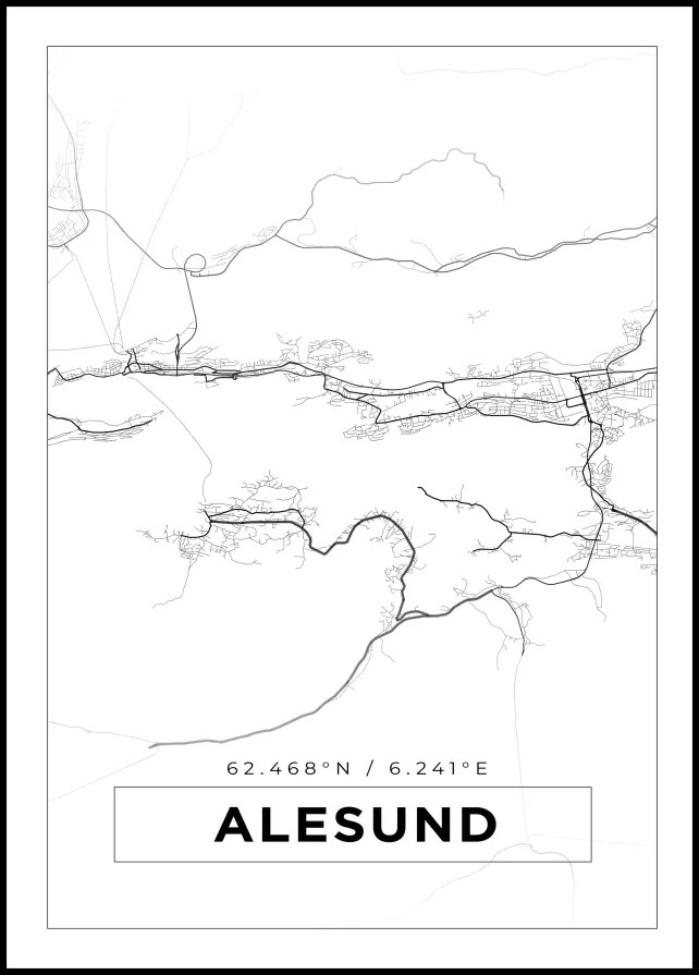 Mapa - Alesund - Cartaz Branco