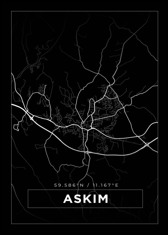 Mapa - Askim - Cartaz Preto