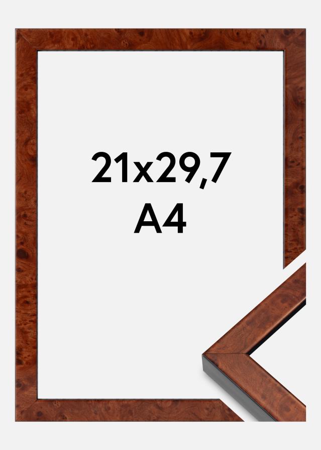 Moldura Hermes Vidro acrílico Burr Walnut 21x29,7 cm (A4)