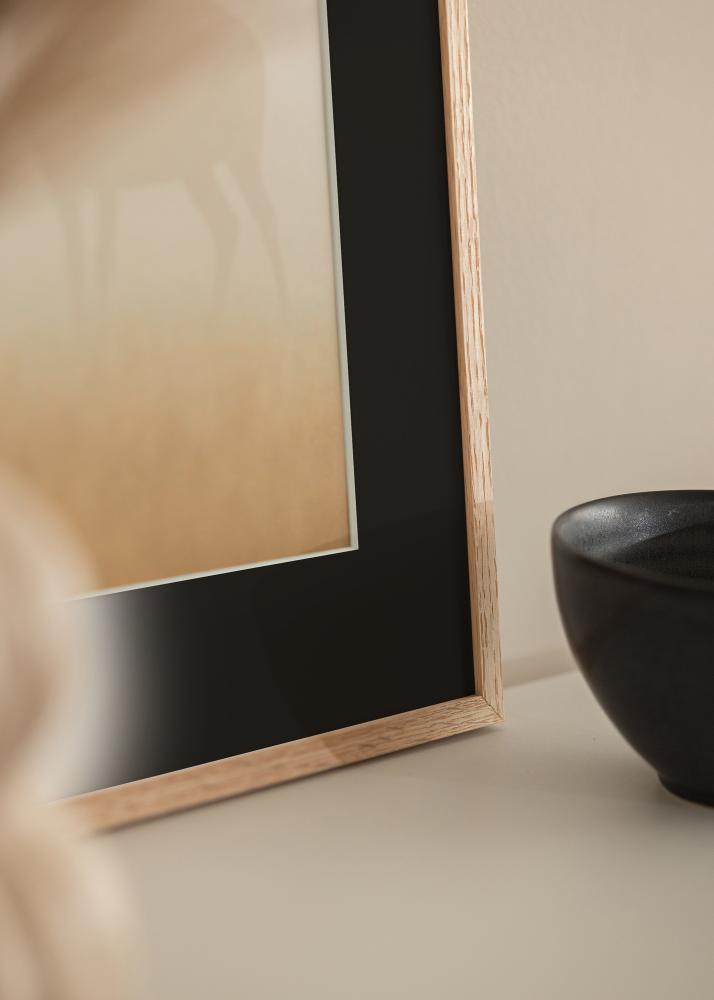 Moldura Carvalho Fino 20x30 cm - Passe-partout Preto 15x21 cm (A5)