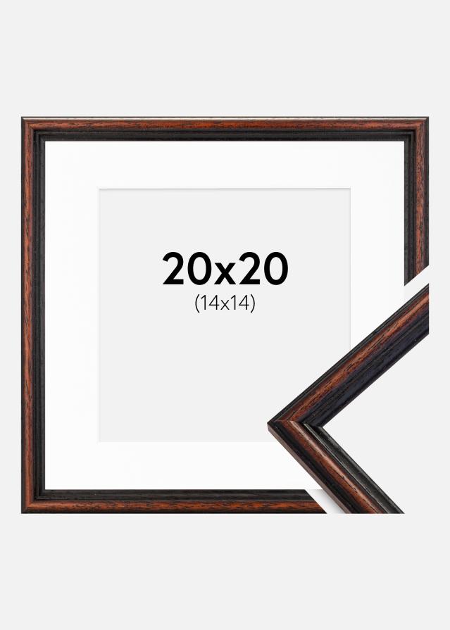 Moldura Horndal Nogueira 20x20 cm - Passe-partout Branco 15x15 cm