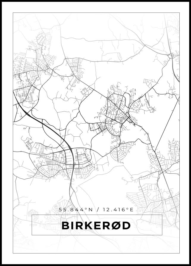 Mapa - Birkerød - Cartaz Branco