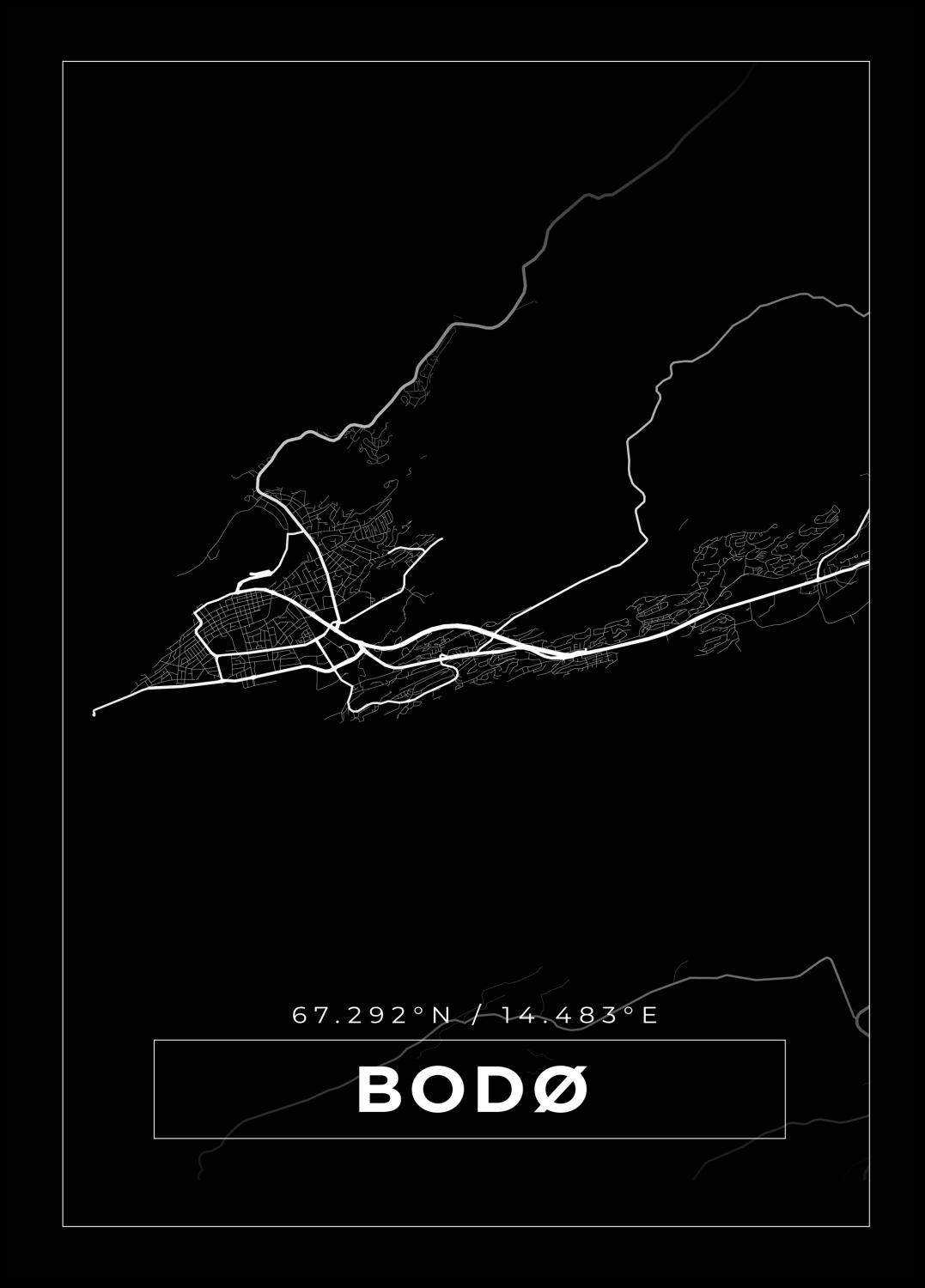Product Image for Mapa - Bodø - Cartaz Preto (21x29.7 cm (A4))