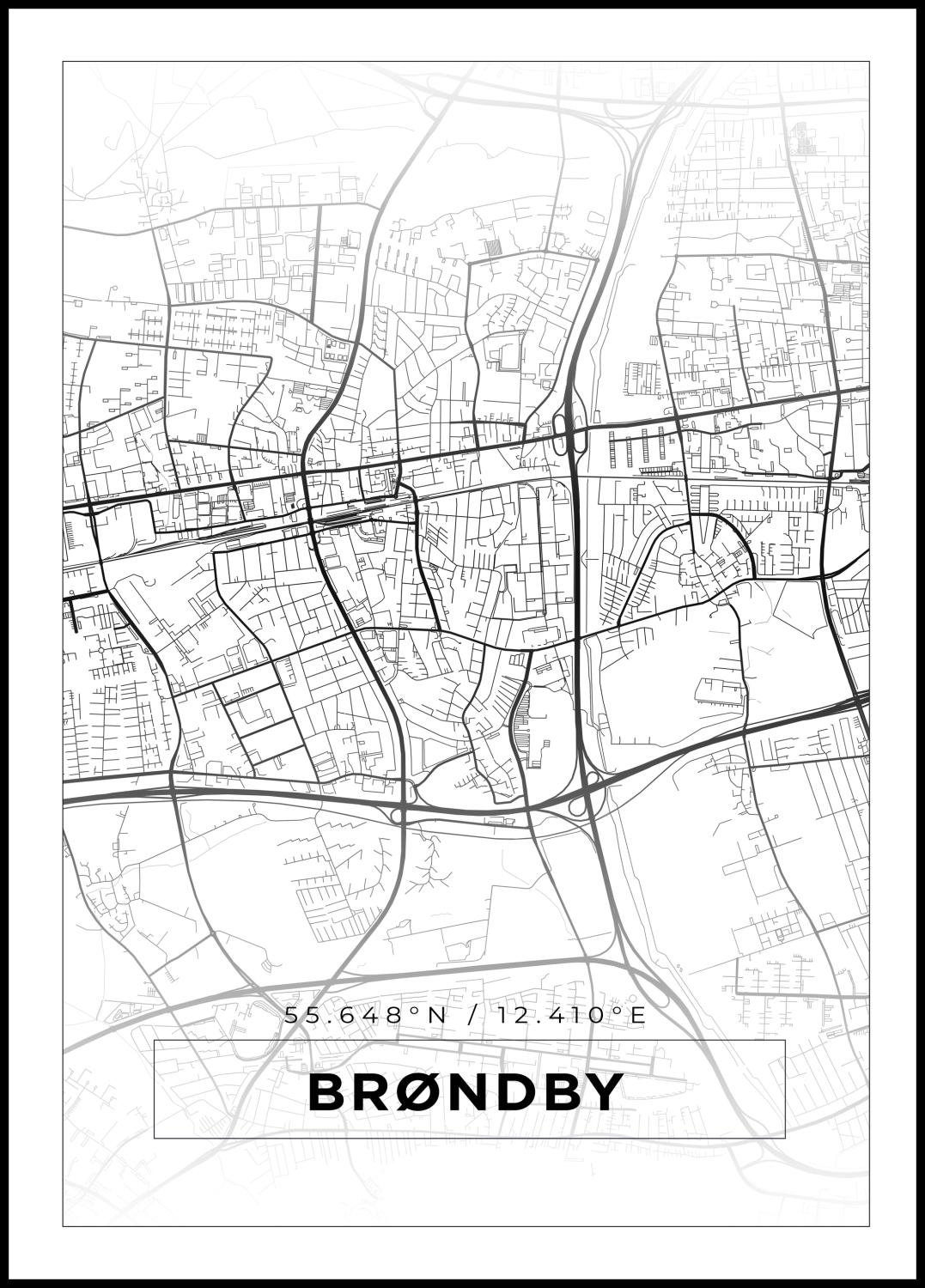 Product Image for Mapa - Brøndby - Cartaz Branco (21x29.7 cm (A4))