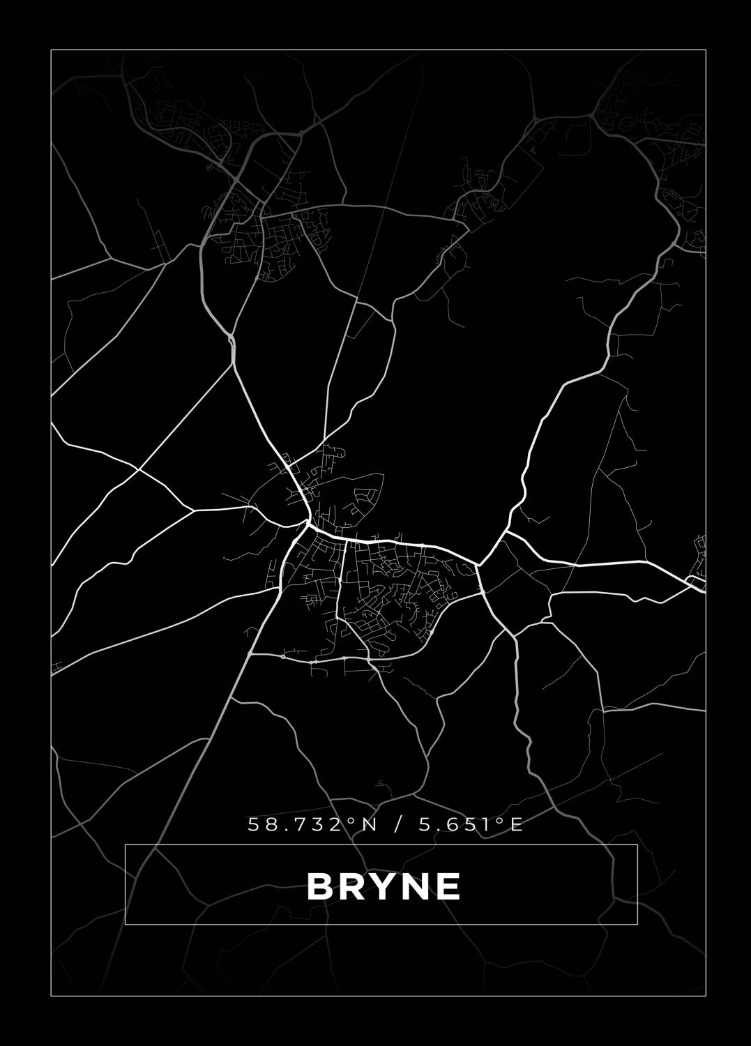 Product Image for Mapa - Bryne - Cartaz Preto (21x29.7 cm (A4))