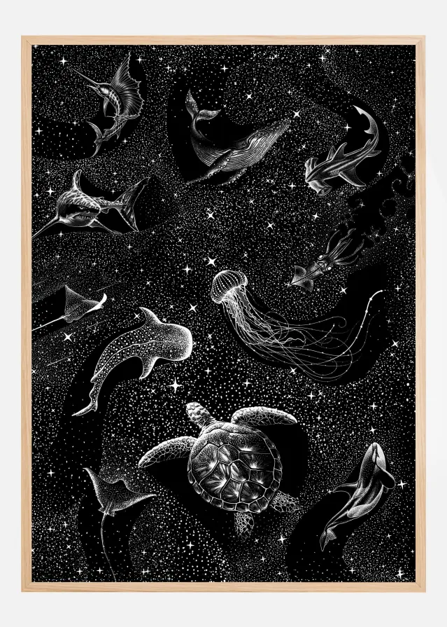 Cosmic Ocean (Black Version) Póster