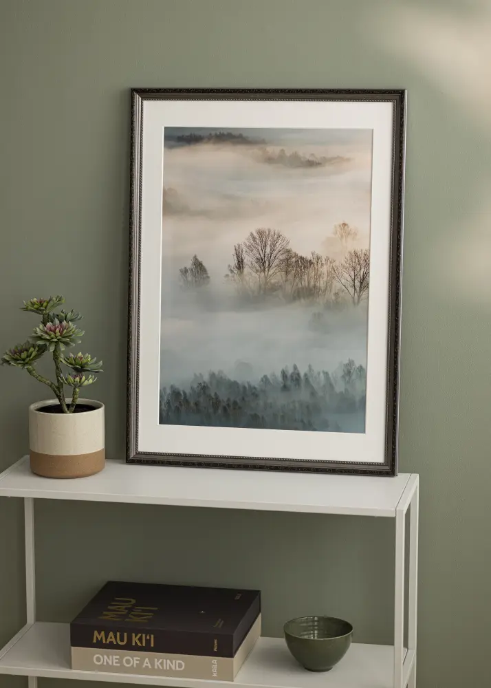 Moldura Abisko Prateado 20x30 cm - Passe-partout Branco 15x21 cm (A5)