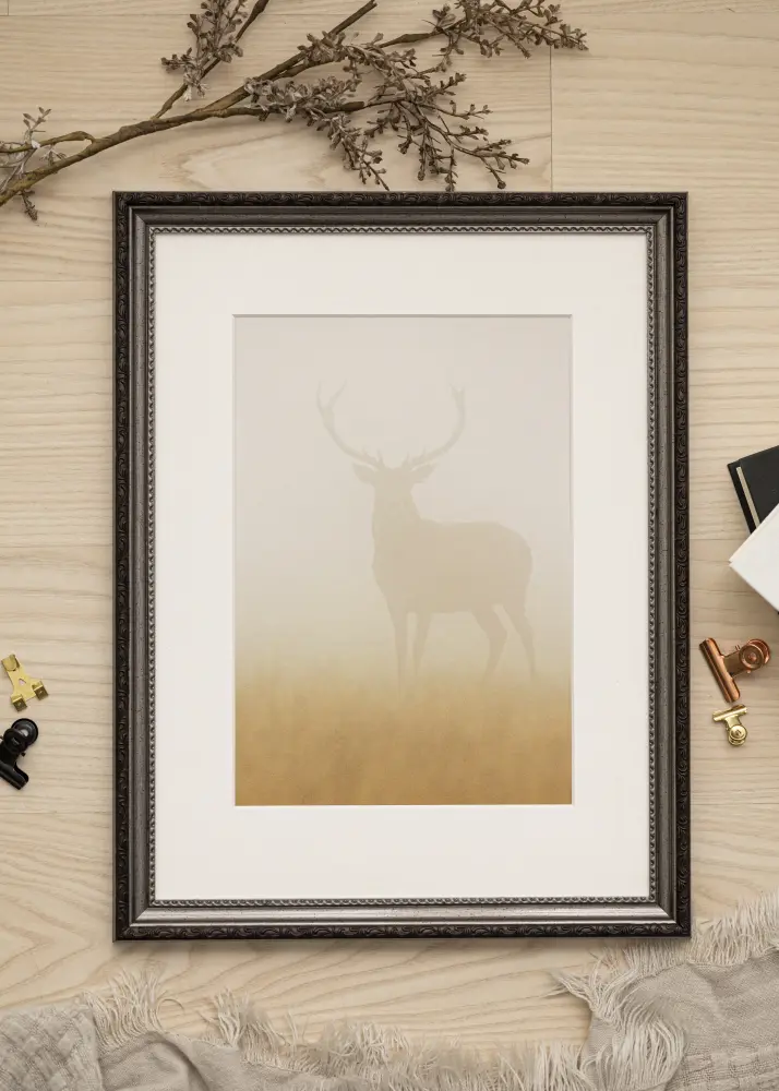 Moldura Abisko Prateado 20x30 cm - Passe-partout Branco 15x21 cm (A5)