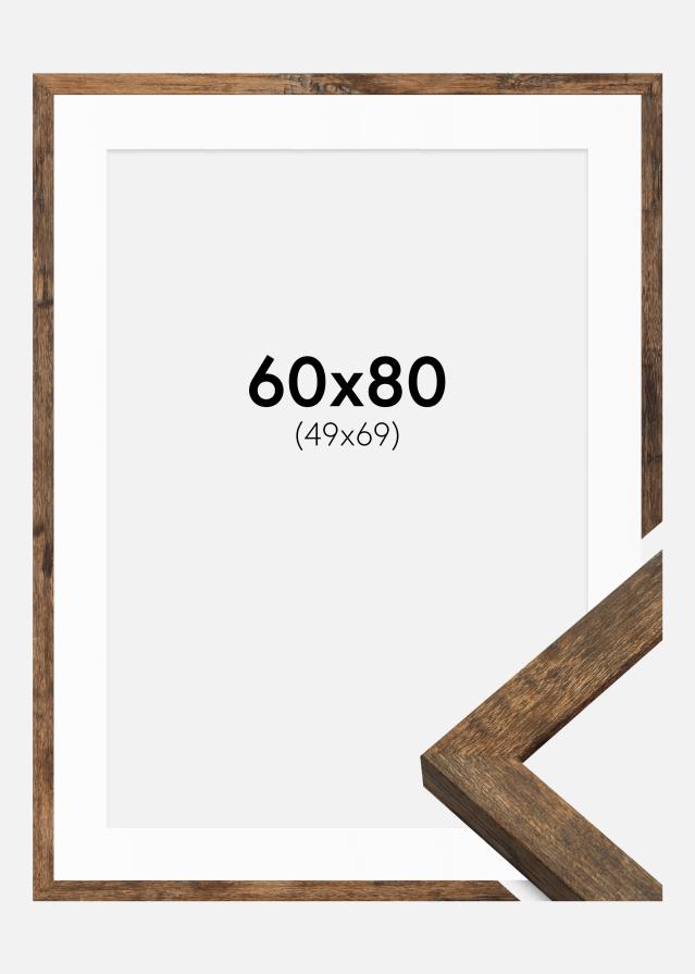 Moldura Fiorito Washed Oak 60x80 cm - Passe-partout Branco 50x70 cm