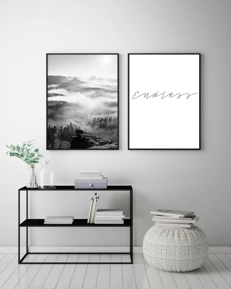 Foggy Forest Black & White I - 50x70 cm Póster