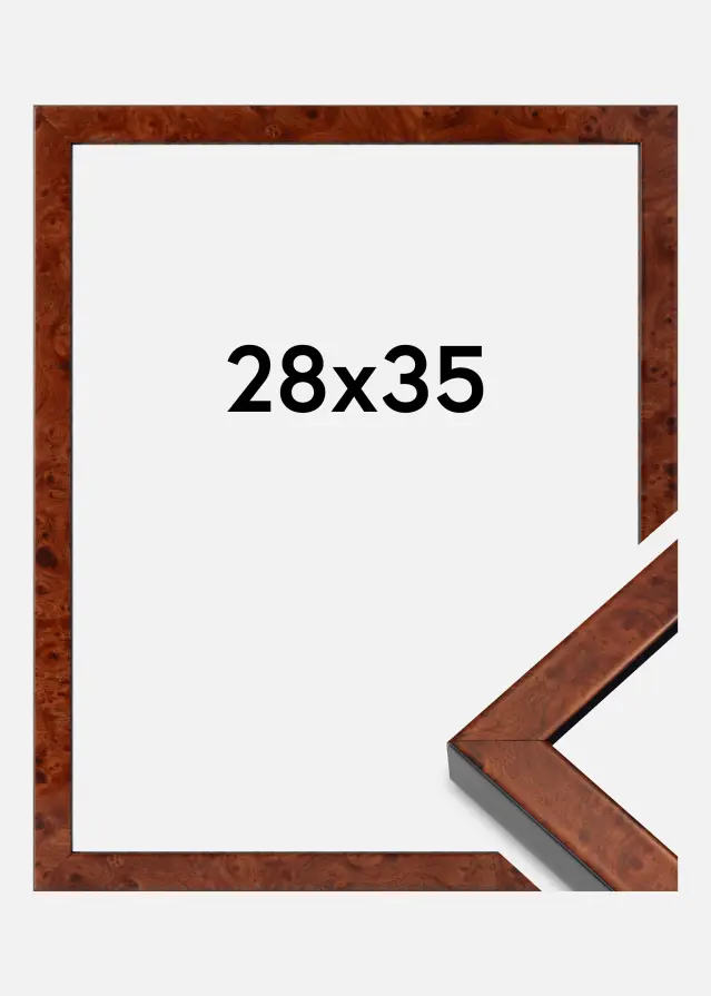Moldura Hermes Vidro acrílico Burr Walnut 28x35 cm