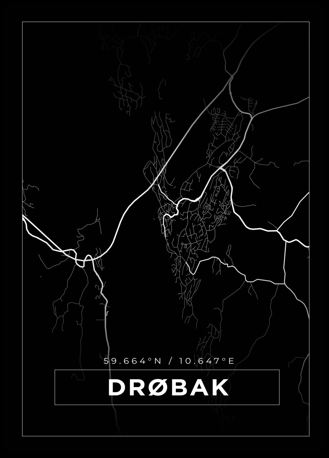 Product Image for Mapa - Drøbak - Cartaz Preto (21x29.7 cm (A4))
