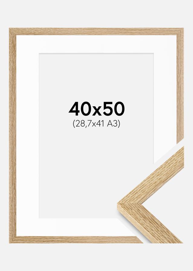 Moldura Selection Carvalho 40x50 cm - Passe-partout Branco 29,7x42 cm (A3)