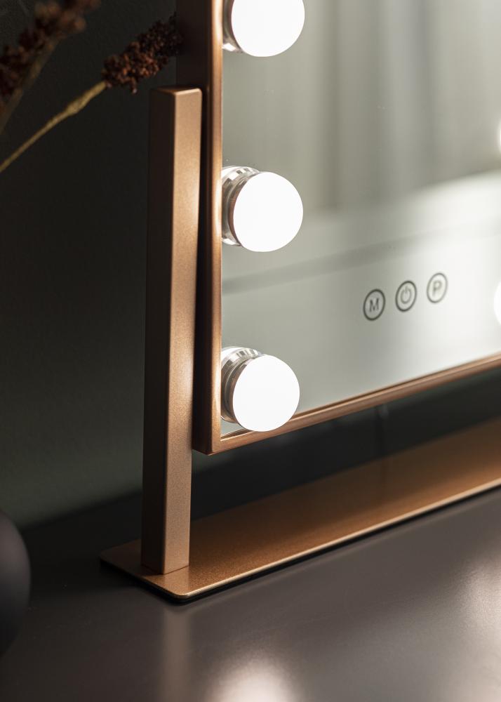 KAILA Espelho para toucador Hollywood 9 Ouro rosado 25x30 cm