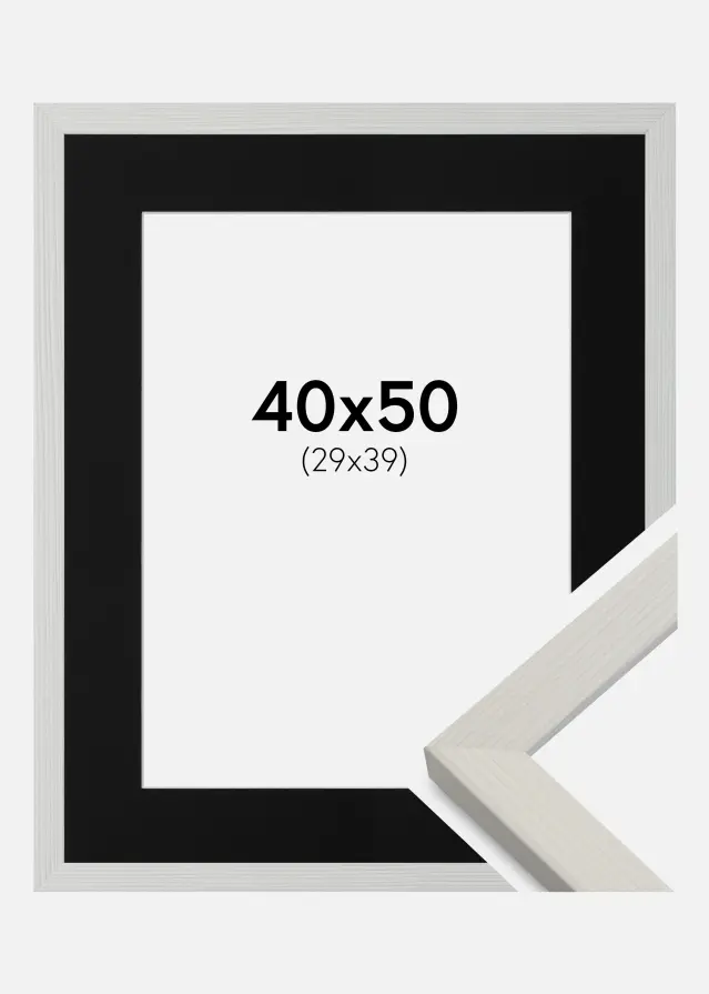 Moldura Fiorito Branco 40x50 cm - Passe-partout Preto 30x40 cm
