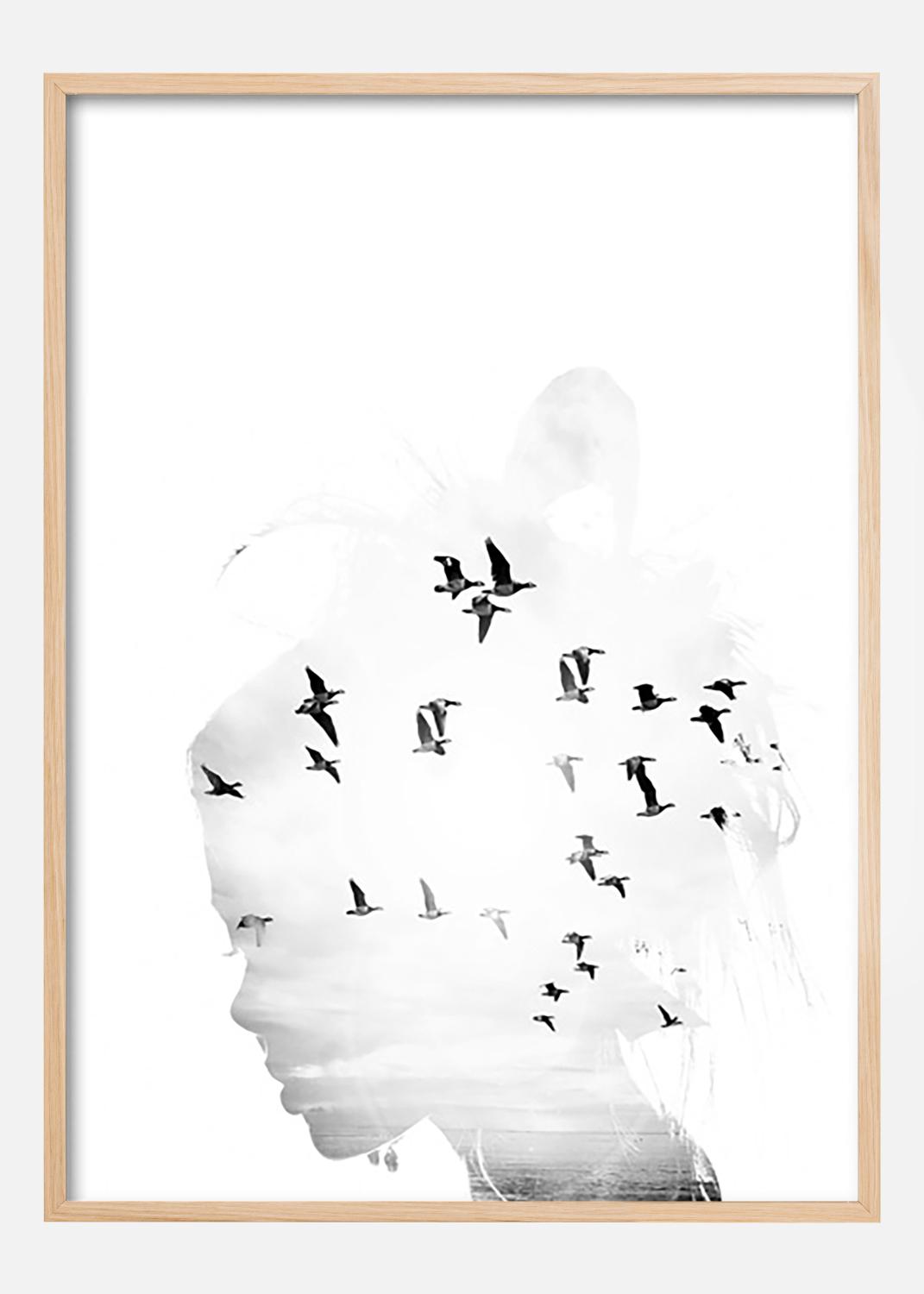 Product Image for Poster Cabeça de Pássaro P&amp;B (50x70 cm)