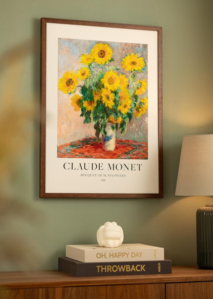 Moldura Hermes Teak 60x90 cm - passe-partout Branco 50x75 cm