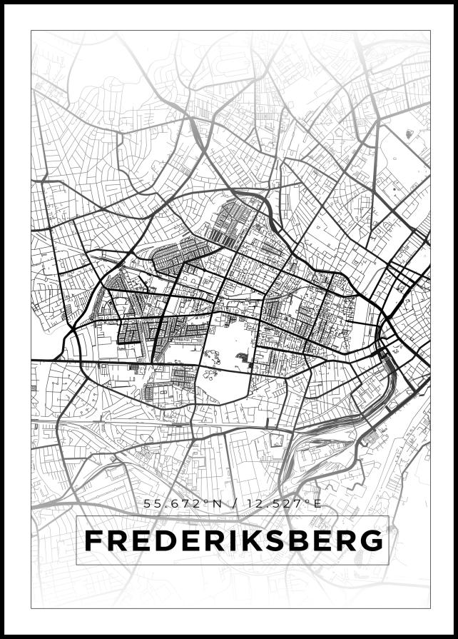 Mapa - Frederiksberg - Cartaz Branco