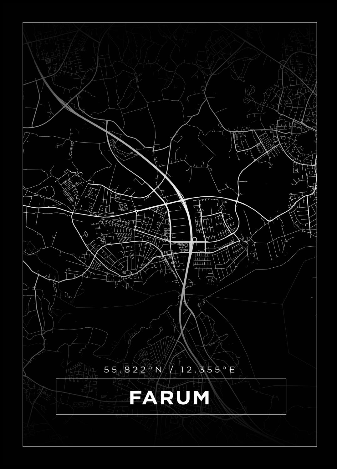 Product Image for Mapa - Farum - Cartaz Preto (21x29.7 cm (A4))