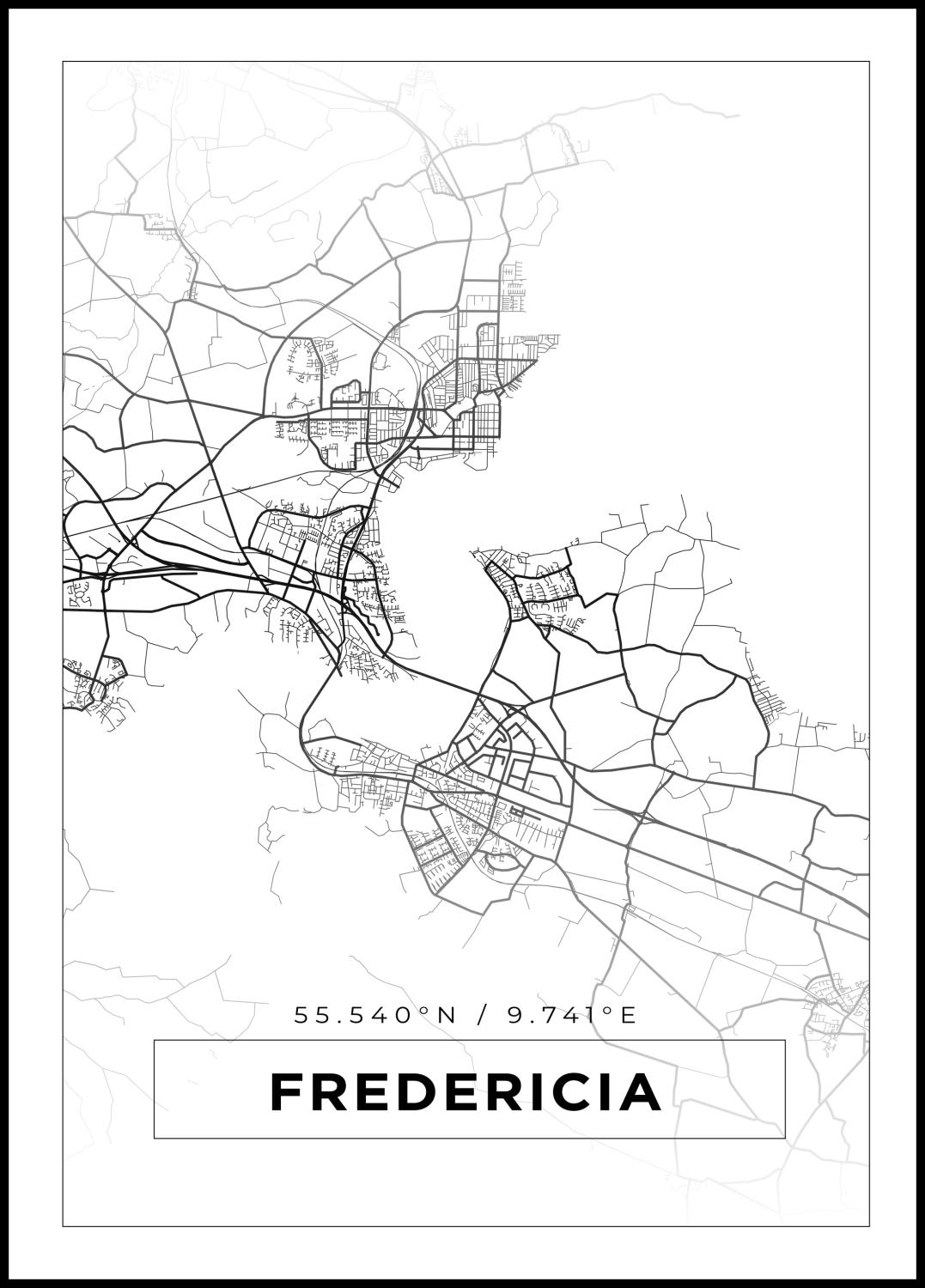 Product Image for Mapa - Fredericia - Cartaz Branco (21x29.7 cm (A4))