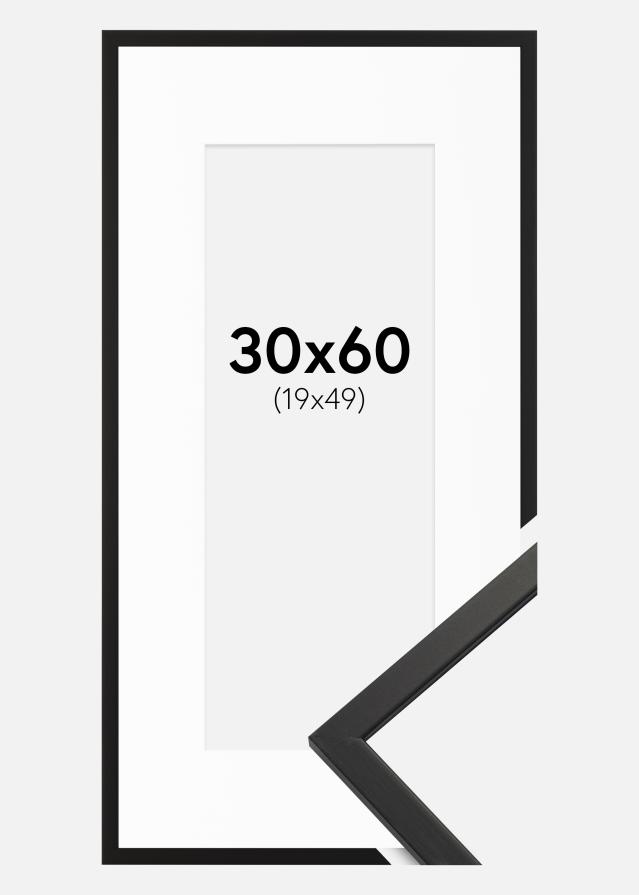 Moldura Edsbyn Preto 30x60 cm - Passe-partout Branco 18x46 cm