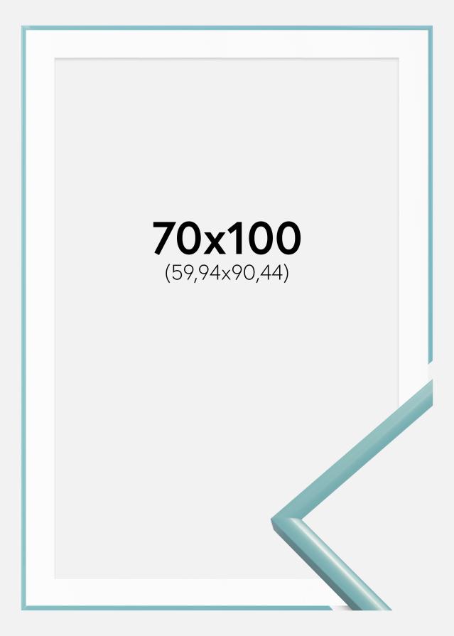 Moldura New Lifestyle Turquesa 70x100 cm - Passe-partout Branco 24x36 inches