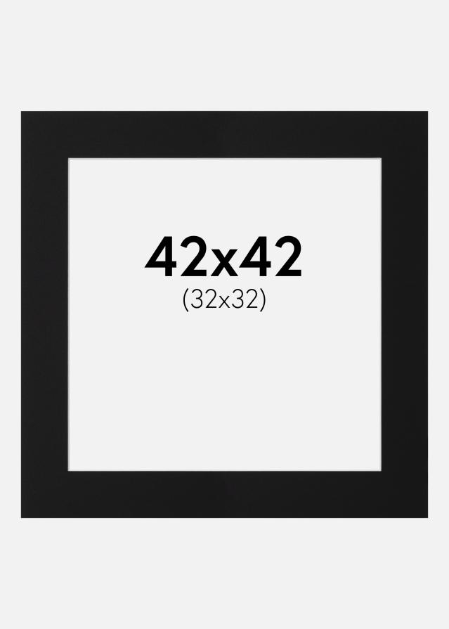 Passe-partout Preto Padrão (Bordo interior branco) 42x42 cm (32x32)