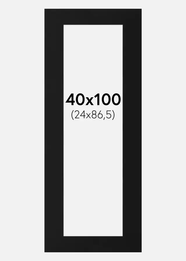 Passe-partout Preto Padrão (Bordo interior branco) 40x100 cm (24x86,5)