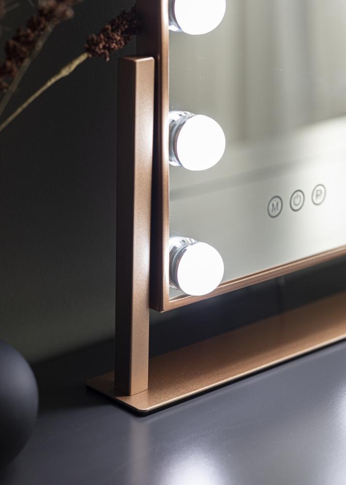 KAILA Espelho para toucador Hollywood 9 Ouro rosado 25x30 cm