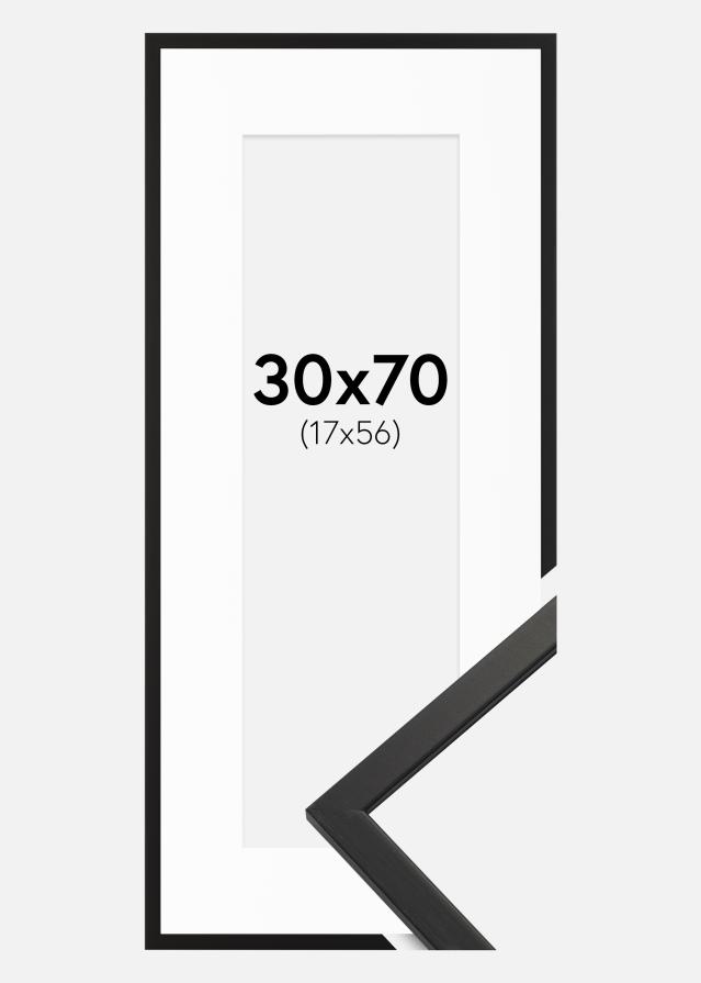 Moldura Edsbyn Preto 30x70 cm - Passe-partout Branco 18x57 cm