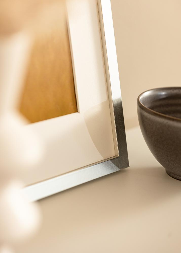 Moldura Minerva Vidro acrílico Prateado 20x25 cm