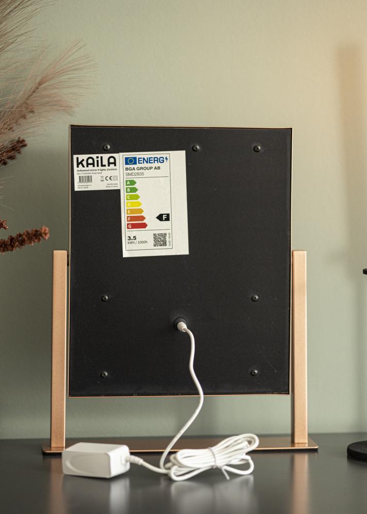 KAILA Espelho para toucador Hollywood 9 Ouro rosado 25x30 cm