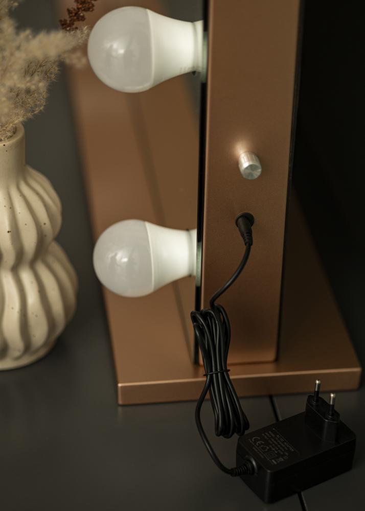 KAILA Espelho para toucador Hollywood Edge 15 E27 Ouro rosado 100x80 cm