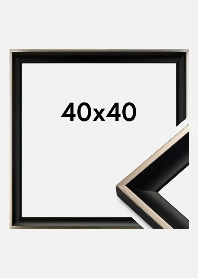 Moldura Öjaren Vidro acrílico Preto-Prateado 40x40 cm