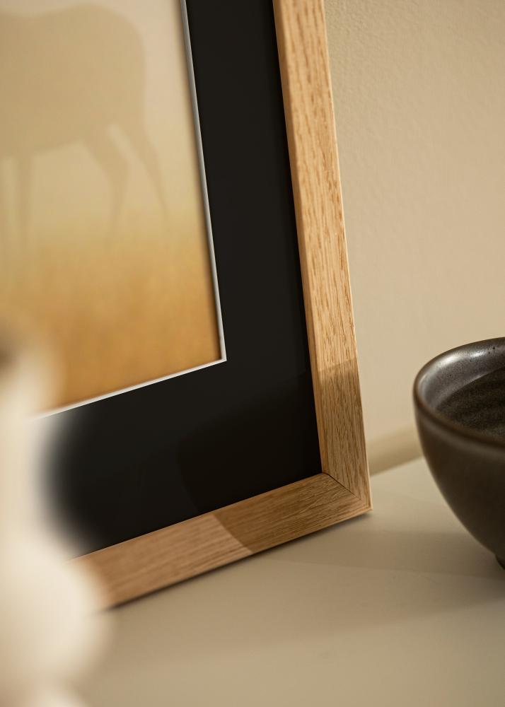 Moldura Trendline Carvalho 30x40 cm - Passe-partout Preto 20x28 cm