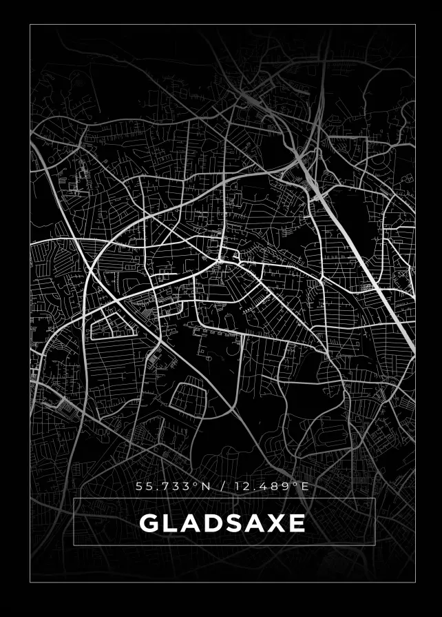 Mapa - Gladsaxe - Cartaz Preto