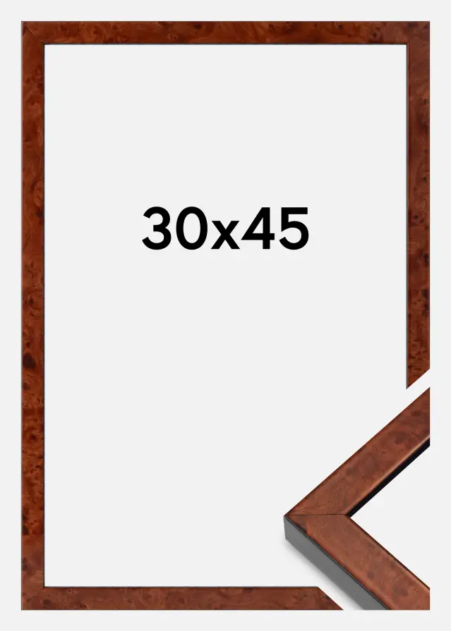Moldura Hermes Vidro acrílico Burr Walnut 30x45 cm