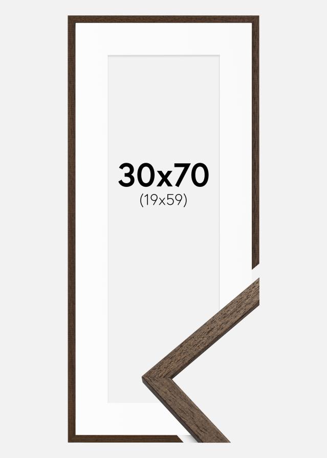 Moldura Edsbyn Nogueira 30x70 cm - Passe-partout Branco 20x60 cm
