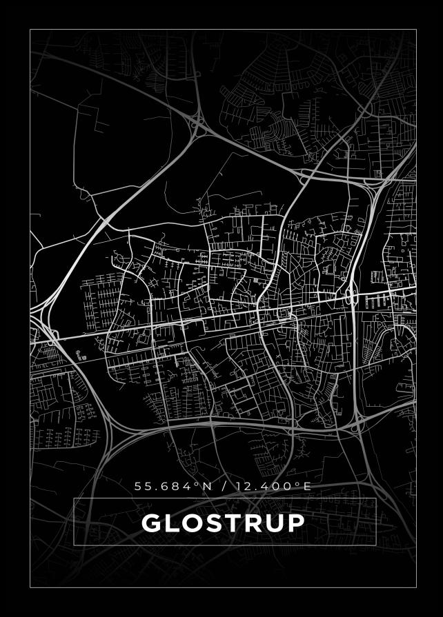 Mapa - Glostrup - Cartaz Preto