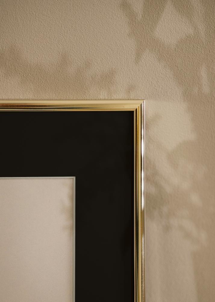 Moldura Alumínio Brilhante Dourado 70x100 cm - Passe-partout Preto 62x85 cm