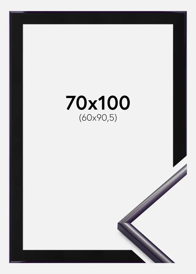 Moldura New Lifestyle Roxo-escuro 70x100 cm - Passe-partout Preto 61x91,5 cm