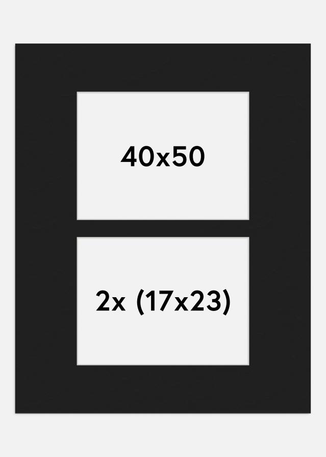 Passe-partout Preto 40x50 cm - Passe-partout para conjunto de 2 fotos (17x23 cm)