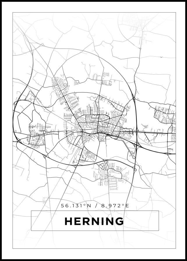 Mapa - Herning - Cartaz Branco