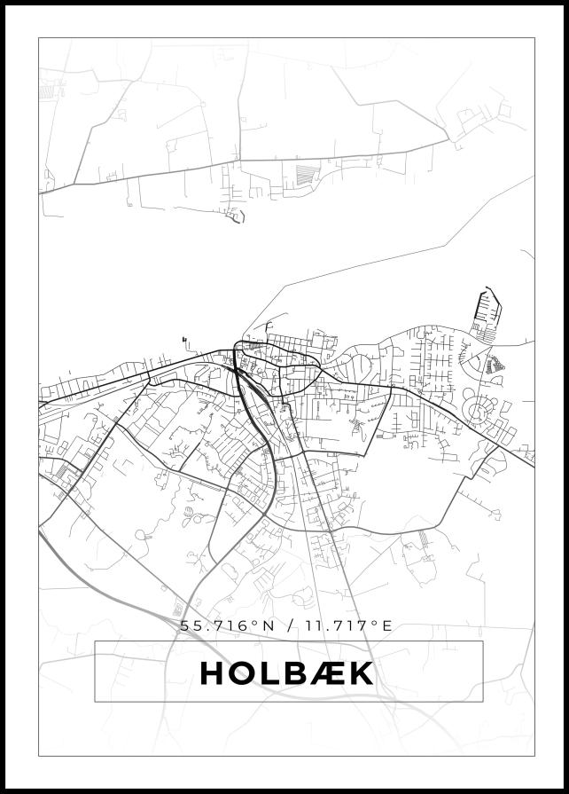 Mapa - Holbæk - Cartaz Branco