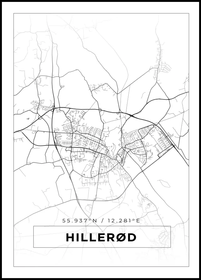 Mapa - Hillerød - Cartaz Branco