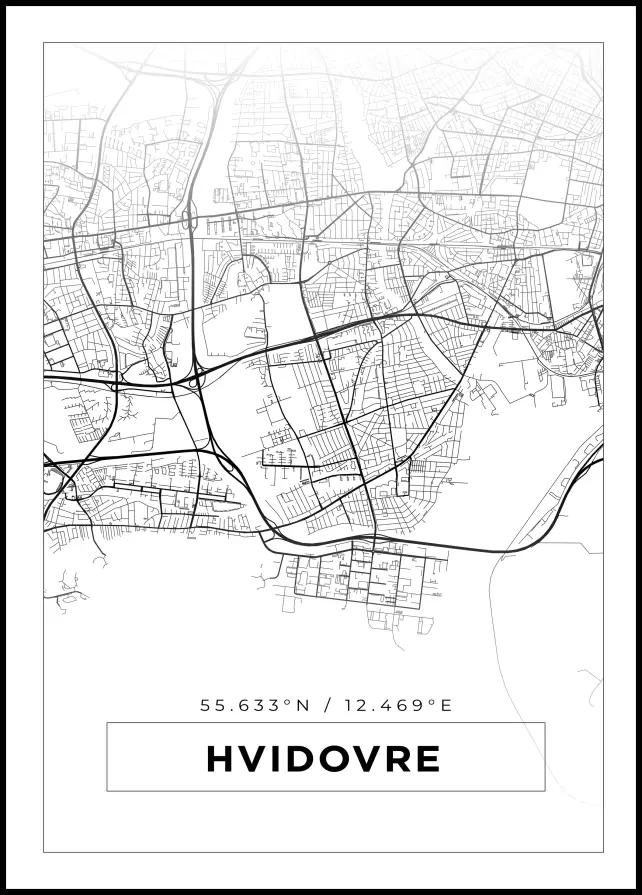 Mapa - Hvidovre - Cartaz Branco