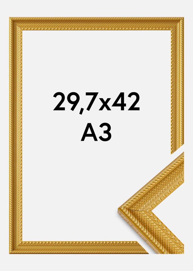 Moldura Lattice Vidro acrílico Dourado 29,7x42 cm (A3)