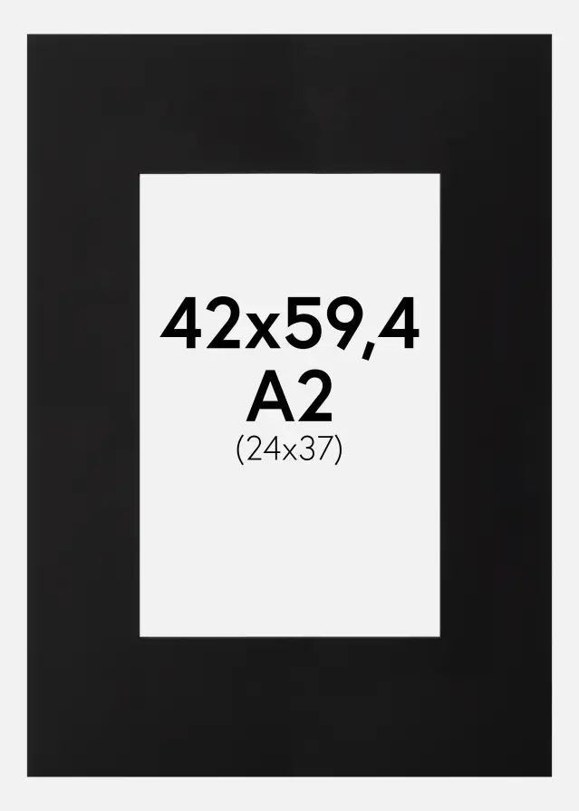 Passe-partout Preto (Bordo interior preto) 42x59 cm (24x37)