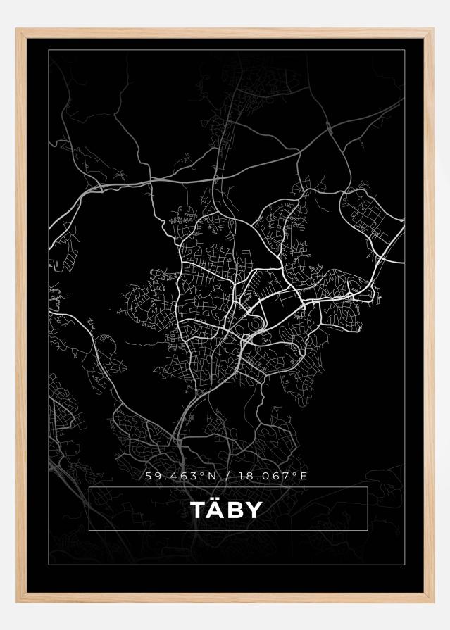 Mapa - Täby - Cartaz Preto