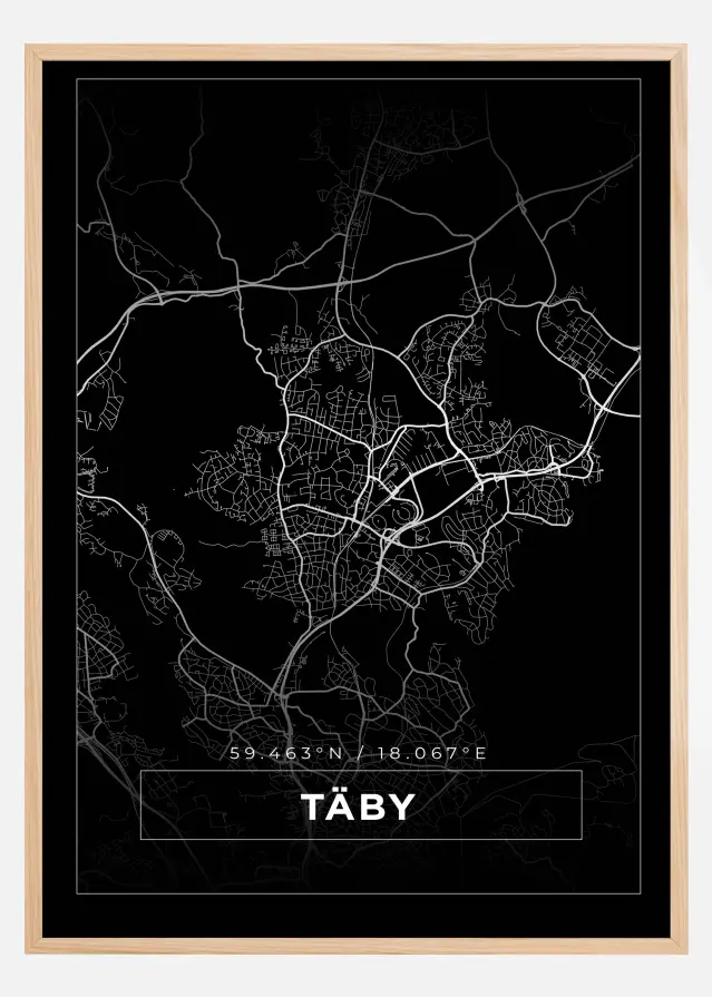 Mapa - Täby - Cartaz Preto